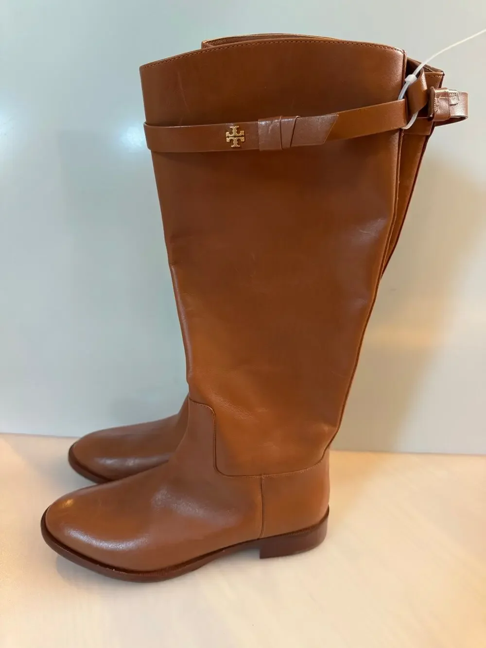 TORY BURCH Everly Strap Riding Boots Sierra Tan Size 10.5 $528 (New)